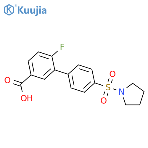 4-Fluoro-3-[4-(pyrrolidinylsulfonyl)phenyl]benzoic acid structure