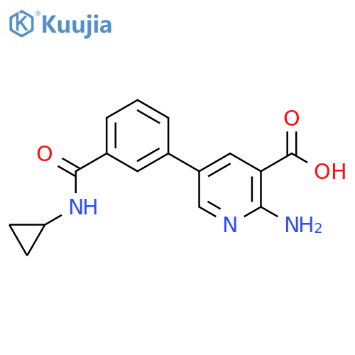 2-Amino-5-[3-(cyclopropylaminocarbonyl)phenyl]nicotinic acid structure