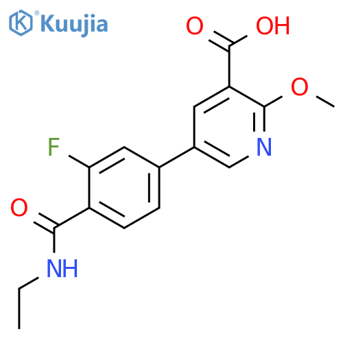 5-[4-(Ethylcarbamoyl)-3-fluorophenyl]-2-methoxynicotinic acid structure