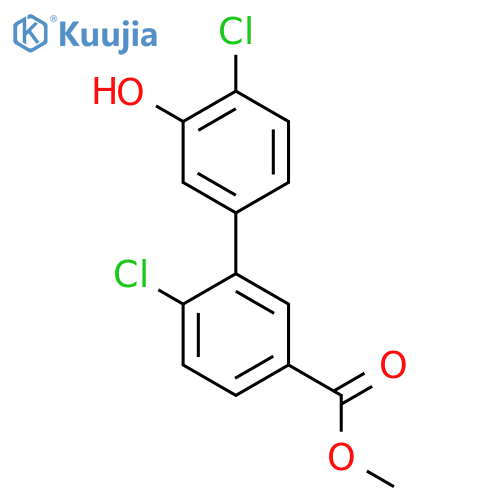2-Chloro-5-(2-chloro-5-methoxycarbonylphenyl)phenol structure