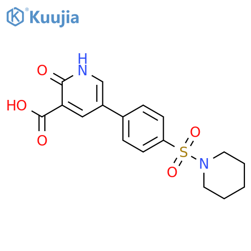 2-Hydroxy-5-[4-(piperidin-1-ylsulfonyl)phenyl]nicotinic acid structure