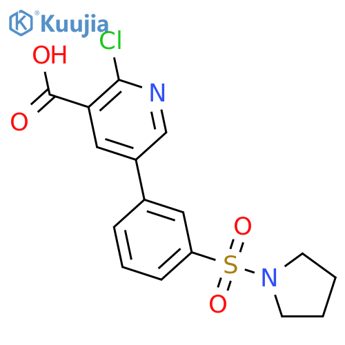 2-Chloro-5-[3-(pyrrolidinylsulfonyl)phenyl]nicotinic acid structure