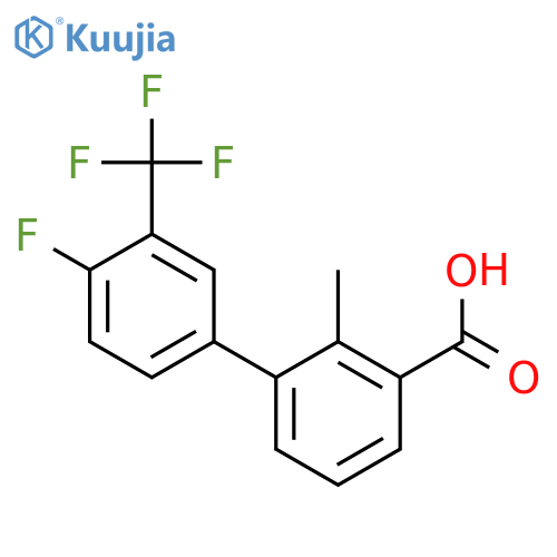 3-(4-Fluoro-3-trifluoromethylphenyl)-2-methylbenzoic acid structure