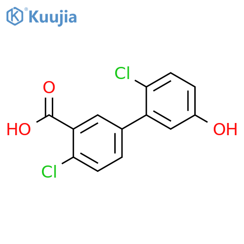 2-Chloro-5-(2-chloro-5-hydroxyphenyl)benzoic acid structure