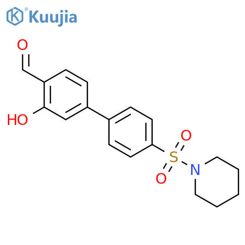 2-hydroxy-4-(4-piperidin-1-ylsulfonylphenyl)benzaldehyde structure