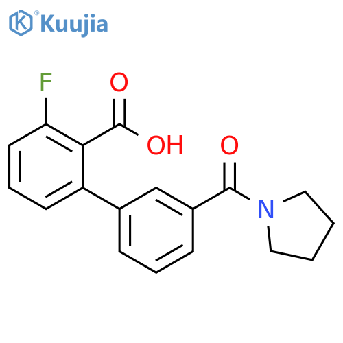 [1,1'-Biphenyl]-2-carboxylic acid, 3-fluoro-3'-(1-pyrrolidinylcarbonyl)- structure