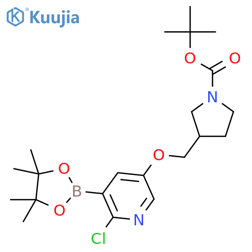 T-Butyl 3-((6-chloro-5-(4,4,5,5-tetramethyl-1,3,2-dioxaborolan-2-yl)pyridin-3-yloxy)methyl)pyrrolidine-1-carboxylate structure