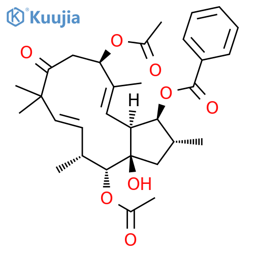 8H-Cyclopentacyclododecen-8-one,6,13-bis(acetyloxy)-3-(benzoyloxy)-1,2,3,3a,6,7,9,12,13,13a-decahydro-13a-hydroxy-2,5,9,9,12-pentamethyl-,(2R,3S,3aS,4E,6R,10E,12R,13R,13aR)- (9CI) structure