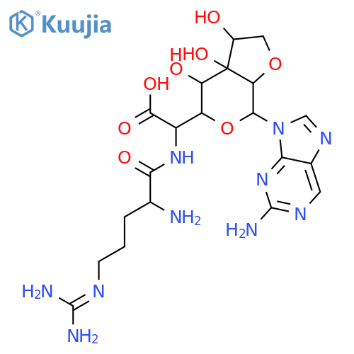 [7-(2-amino-9H-purin-9-yl)-3,3a,4-trihydroxyhexahydro-2H-furo[2,3-c]pyran-5-yl]{[N~5~-(diaminomethylidene)ornithyl]amino}acetic acid structure