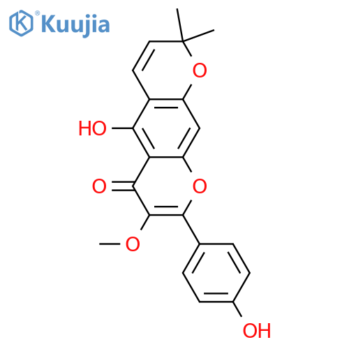5,7-Dihydroxy-8-(4-hydroxyphenyl)-2,2-dimethyl-2H,6H-benzo[1,2-b:5,4-b']dipyran-6-one; 3-Me ether structure