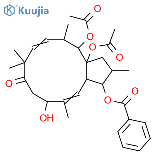 8H-Cyclopentacyclododecen-8-one,13,13a-bis(acetyloxy)-3-(benzoyloxy)-1,2,3,3a,6,7,9,12,13,13a-decahydro-6-hydroxy-2,5,9,9,12-pentamethyl-,(2S,3S,3aS,4E,6R,10E,12S,13S,13aS)\- (9CI) structure