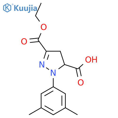 1-(3,5-Dimethylphenyl)-3-(ethoxycarbonyl)-4,5-dihydro-1H-pyrazole-5-carboxylic acid structure