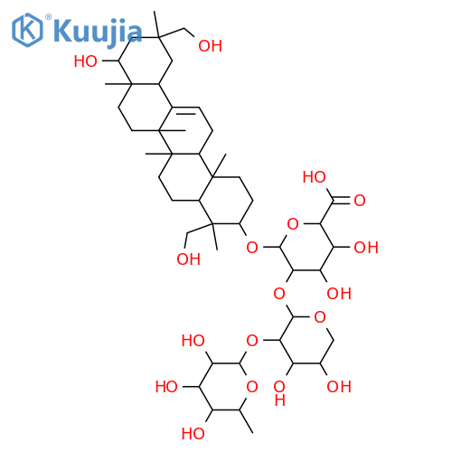 β-D-Glucopyranosiduronic acid, (3β,4β,20β,22β)-22,23,29-trihydroxyolean-12-en-3-yl O-6-deoxy-α-L-mannopyranosyl-(1→2)-O-β-D-xylopyranosyl-(1→2)- (9CI) structure