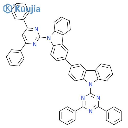 3,3'-Bi-9H-carbazole, 9-(4,6-diphenyl-2-pyrimidinyl)-9'-(4,6-diphenyl-1,3,5-triazin-2-yl)- structure