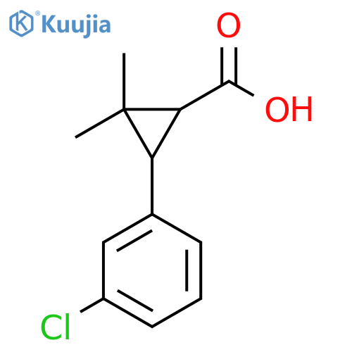 3-(3-chlorophenyl)-2,2-dimethylcyclopropane-1-carboxylic acid structure