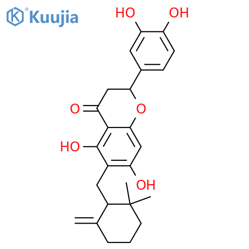 3',4',5,7-Tetrahydroxy-6-[(2,2-dimethyl-6-methylenecyclohexyl)methyl]flavanone structure