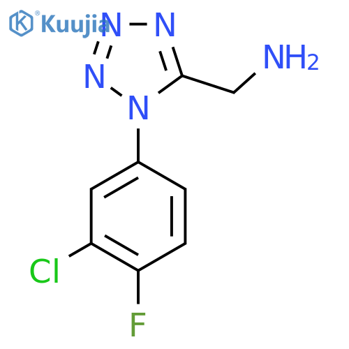 1-(3-chloro-4-fluorophenyl)-1H-1,2,3,4-tetrazol-5-ylmethanamine structure