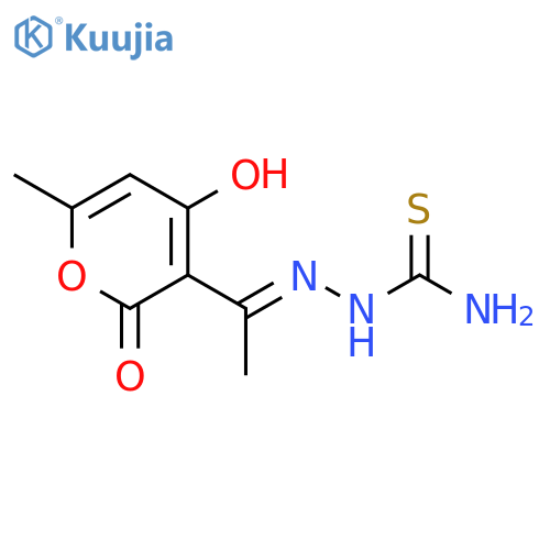 [(E)-[1-(4-hydroxy-6-methyl-2-oxo-2H-pyran-3-yl)ethylidene]amino]thiourea structure