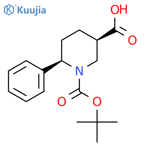 cis-1-Tert-butoxycarbonyl-6-phenyl-piperidine-3-carboxylic acid structure