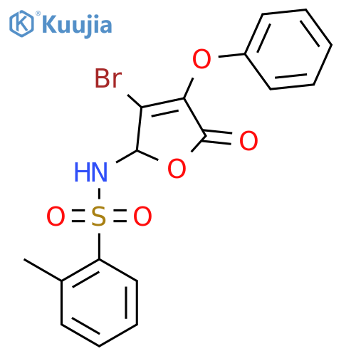 N-(3-Bromo-5-oxo-4-phenoxy-2,5-dihydrofuran-2-yl)-2-methylbenzene-1-sulfonamide structure