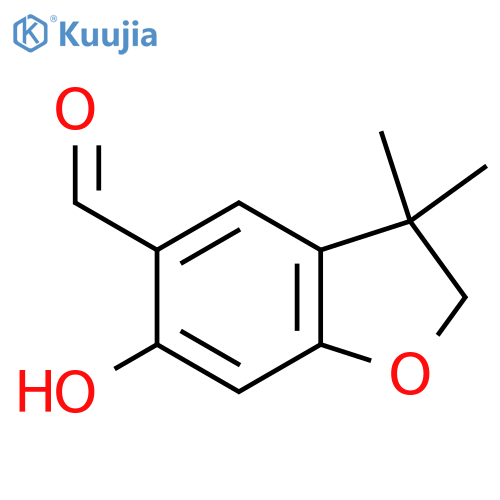 6-hydroxy-3,3-dimethyl-2,3-dihydro-1-benzofuran-5-carbaldehyde structure