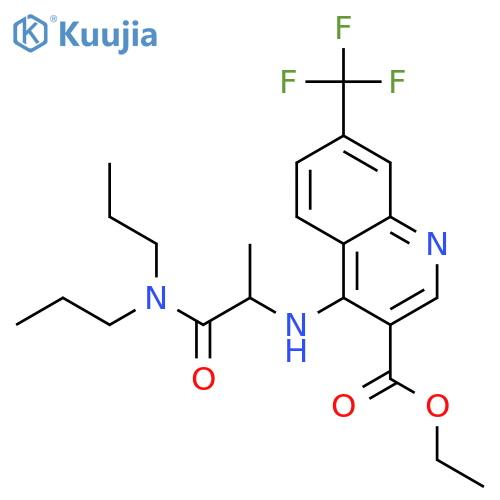 3-Quinolinecarboxylicacid, 4-[[2-(dipropylamino)-1-methyl-2-oxoethyl]amino]-7-(trifluoromethyl)-,ethyl ester structure