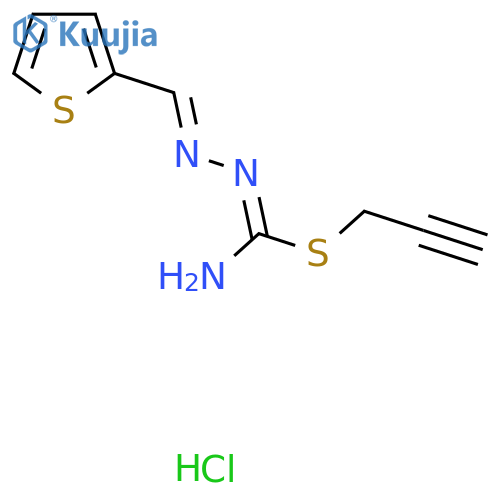 {[Amino(prop-2-yn-1-ylsulfanyl)methylidene]amino}[(thiophen-2-yl)methylidene]amine hydrochloride structure