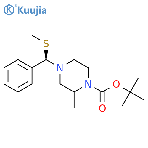 (R)-tert-Butyl 2-methyl-4-((methylthio)(phenyl)methyl)piperazine-1-carboxylate structure