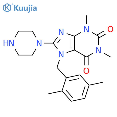 7-(2,5-Dimethyl-benzyl)-1,3-dimethyl-8-piperazin-1-yl-3,7-dihydro-purine-2,6-dione structure