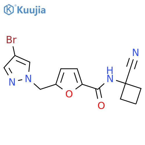 5-[(4-bromo-1H-pyrazol-1-yl)methyl]-N-(1-cyanocyclobutyl)furan-2-carboxamide structure