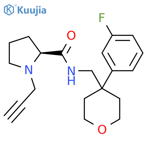 (2S)-N-{[4-(3-fluorophenyl)oxan-4-yl]methyl}-1-(prop-2-yn-1-yl)pyrrolidine-2-carboxamide structure