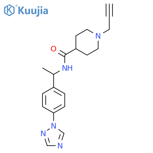 1-(prop-2-yn-1-yl)-N-{1-[4-(1H-1,2,4-triazol-1-yl)phenyl]ethyl}piperidine-4-carboxamide structure