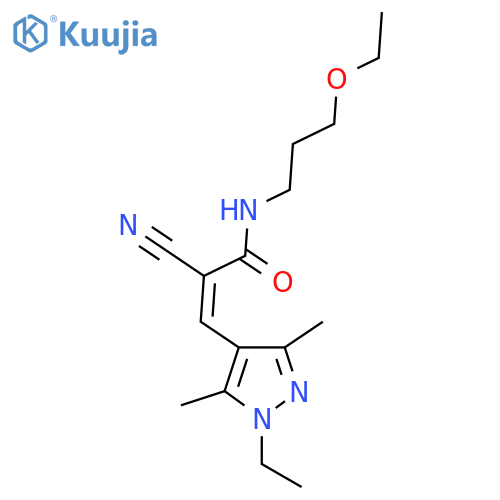 (Z)-2-cyano-N-(3-ethoxypropyl)-3-(1-ethyl-3,5-dimethylpyrazol-4-yl)prop-2-enamide structure