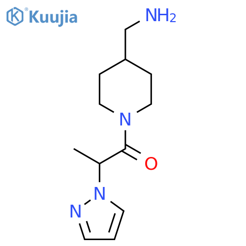 1-[4-(aminomethyl)piperidin-1-yl]-2-(1H-pyrazol-1-yl)propan-1-one structure