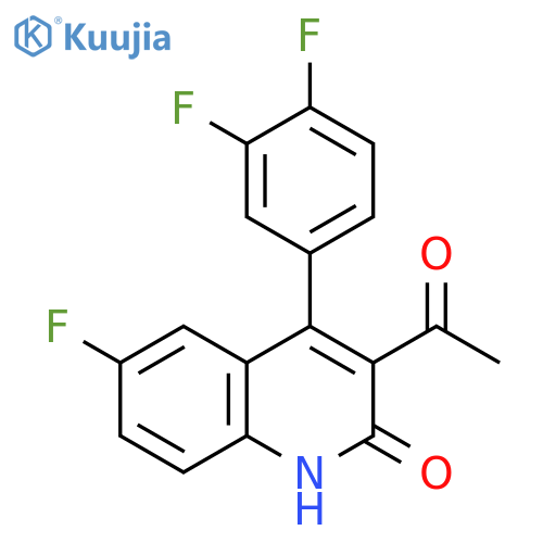3-acetyl-4-(3,4-difluorophenyl)-6-fluoro-1,2-dihydroquinolin-2-one structure
