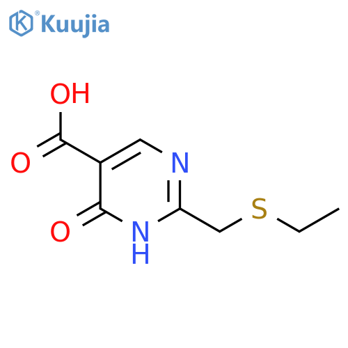 2-((Ethylthio)methyl)-6-oxo-1,6-dihydropyrimidine-5-carboxylic acid structure