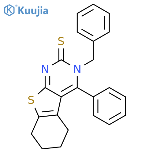 [1]Benzothieno[2,3-d]pyrimidine-2(3H)-thione,5,6,7,8-tetrahydro-4-phenyl-3-(phenylmethyl)- structure