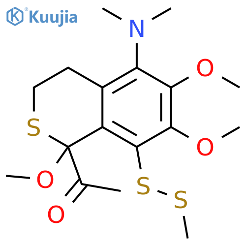 Ethanone, 1-[5-(dimethylamino)-3,4-dihydro-1,6,7-trimethoxy-8-(methyldithio)-1H-2-benzothiopyran-1-yl]- (9CI) structure