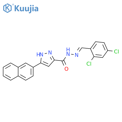 N'-(1E)-(2,4-dichlorophenyl)methylidene-3-(naphthalen-2-yl)-1H-pyrazole-5-carbohydrazide structure
