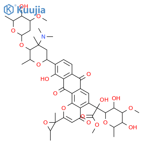 D-glycero-D-manno-Octonicacid,3,7-anhydro-8-deoxy-2-C-[2-(2,3-dimethyloxiranyl)-7,12-dihydro-11-hydroxy-4,7,12-trioxo-10-[2,3,6-trideoxy-4-O-(2,6-dideoxy-3-O-methyl-a-D-ribo-hexopyranosyl)-3-(dimethylamino)-3-C-methyl-a-L-lyxo-hexopyranosyl]-4H-anthra[1,2-b]pyran-5-yl]-5-O-methyl-,methyl ester, (2x)- structure