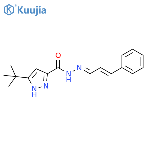 3-tert-butyl-N'-(1E,2E)-3-phenylprop-2-en-1-ylidene-1H-pyrazole-5-carbohydrazide structure