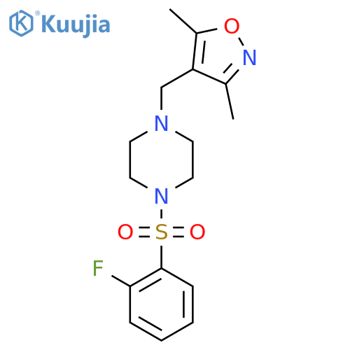 1-(3,5-dimethyl-1,2-oxazol-4-yl)methyl-4-(2-fluorobenzenesulfonyl)piperazine structure