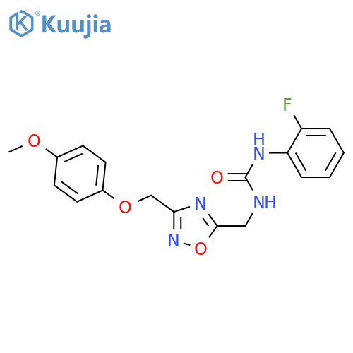 1-(2-fluorophenyl)-3-({3-(4-methoxyphenoxy)methyl-1,2,4-oxadiazol-5-yl}methyl)urea structure