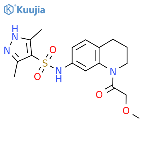 N-1-(2-methoxyacetyl)-1,2,3,4-tetrahydroquinolin-7-yl-3,5-dimethyl-1H-pyrazole-4-sulfonamide structure