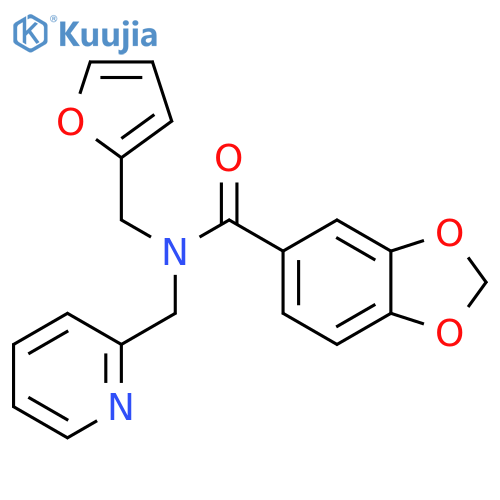 N-[(furan-2-yl)methyl]-N-[(pyridin-2-yl)methyl]-2H-1,3-benzodioxole-5-carboxamide structure
