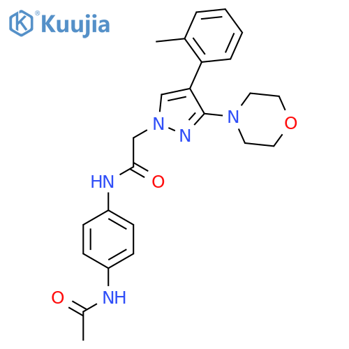 N-(4-acetamidophenyl)-2-4-(2-methylphenyl)-3-(morpholin-4-yl)-1H-pyrazol-1-ylacetamide structure