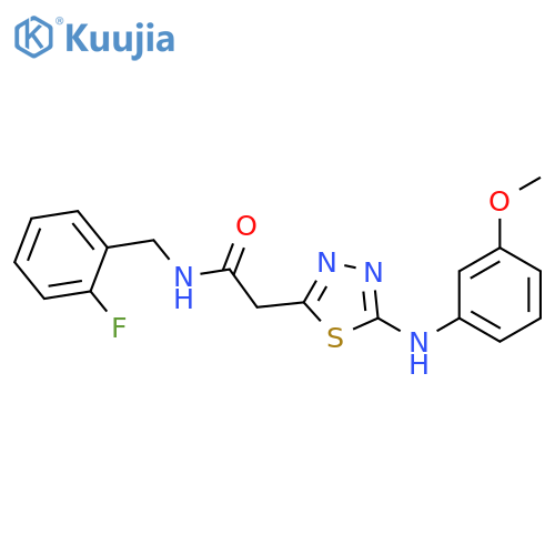 N-[(2-fluorophenyl)methyl]-2-{5-[(3-methoxyphenyl)amino]-1,3,4-thiadiazol-2-yl}acetamide structure
