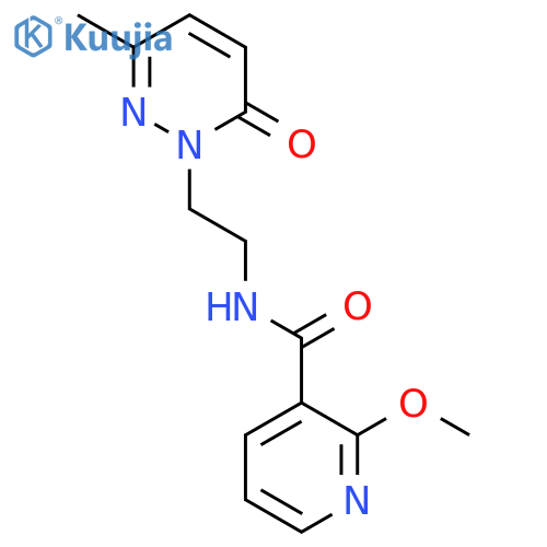 2-methoxy-N-2-(3-methyl-6-oxo-1,6-dihydropyridazin-1-yl)ethylpyridine-3-carboxamide structure