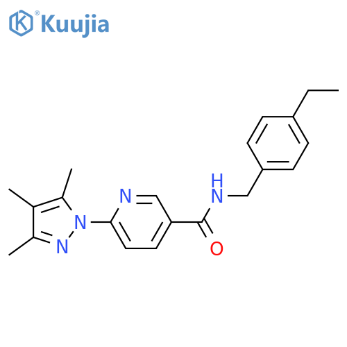 N-(4-ethylphenyl)methyl-6-(3,4,5-trimethyl-1H-pyrazol-1-yl)pyridine-3-carboxamide structure