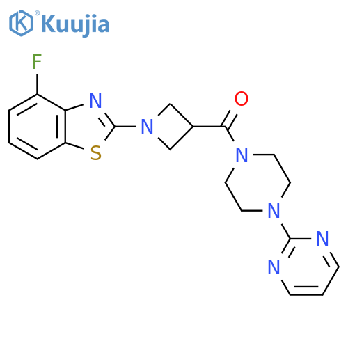 4-fluoro-2-{3-4-(pyrimidin-2-yl)piperazine-1-carbonylazetidin-1-yl}-1,3-benzothiazole structure